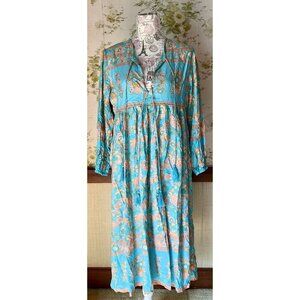 Bohemian Midi Dress Long Sleeve V Neck Dress